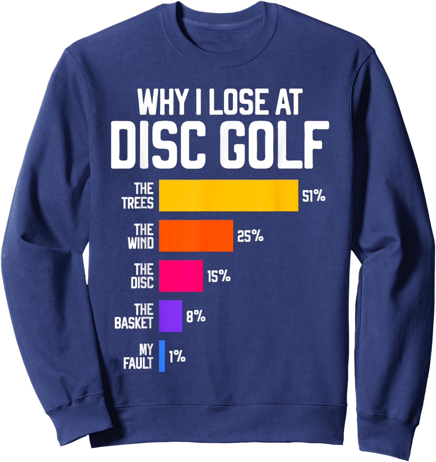 Why I Lose at Disc Golf Funny Frisbee Excuses Sweatshirt - Sweatshirt | Navy