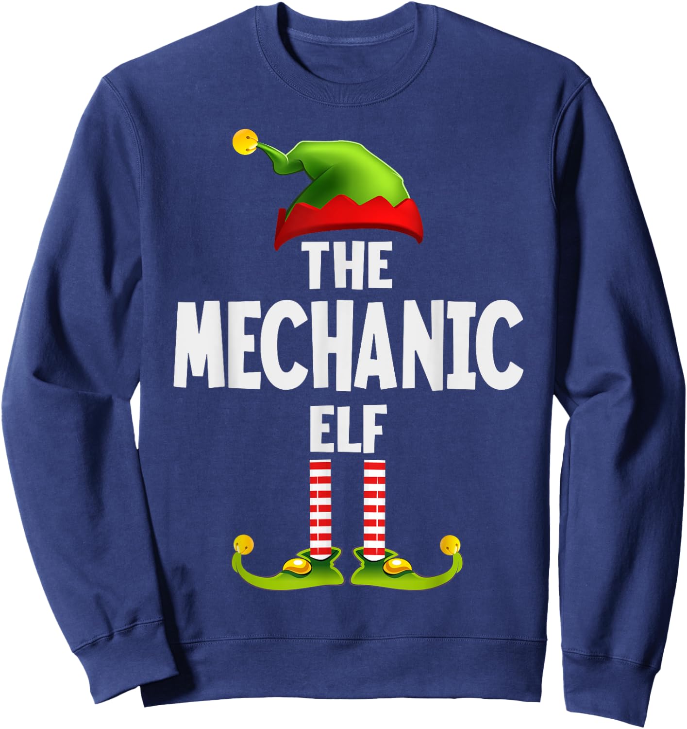 The Mechanic Elf Pajama Christmas Matching Family Sweatshirt - Sweatshirt | Navy