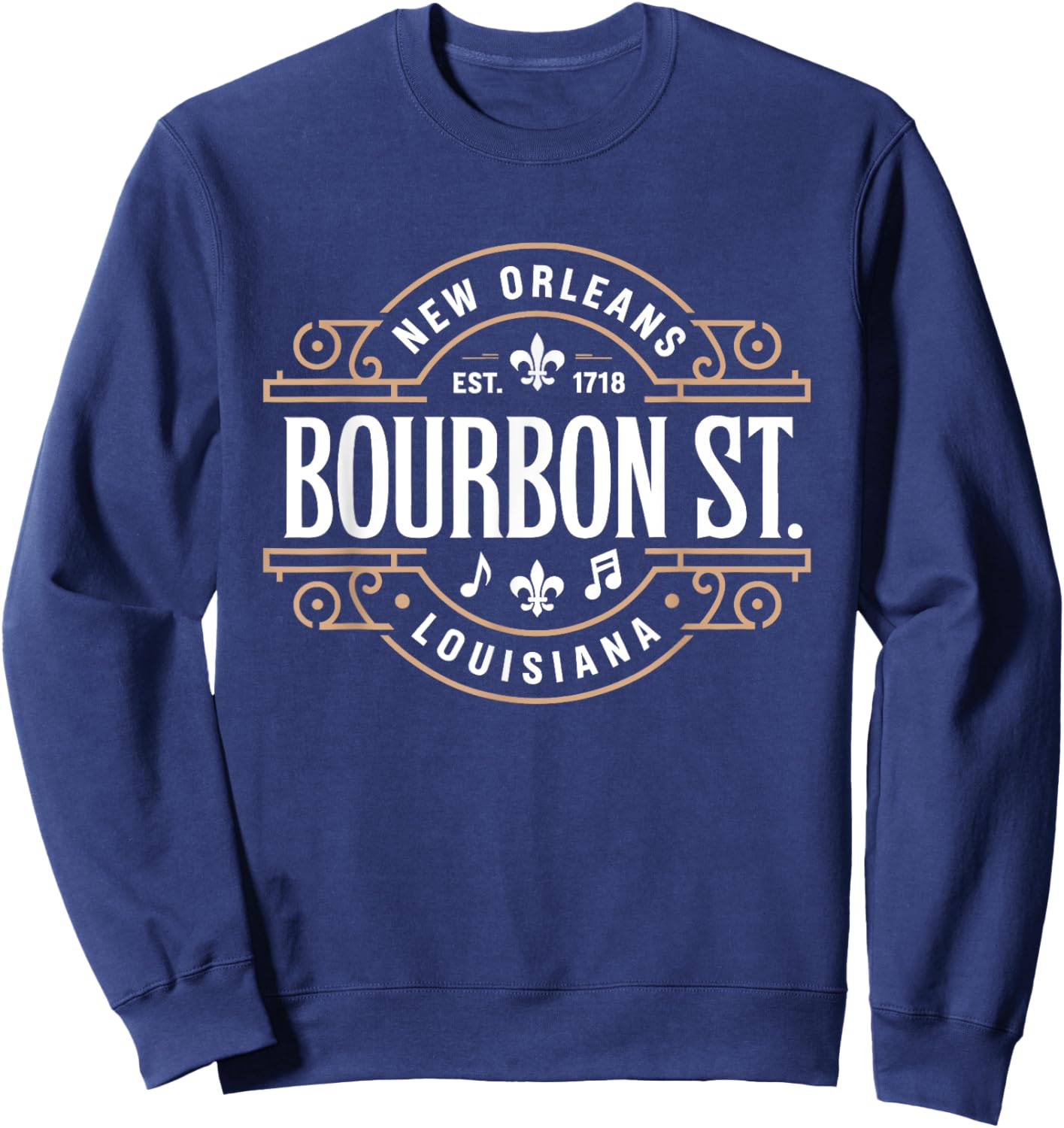 Bourbon Street New Orleans Music Est 1718 Vintage Sweatshirt - Sweatshirt | Navy