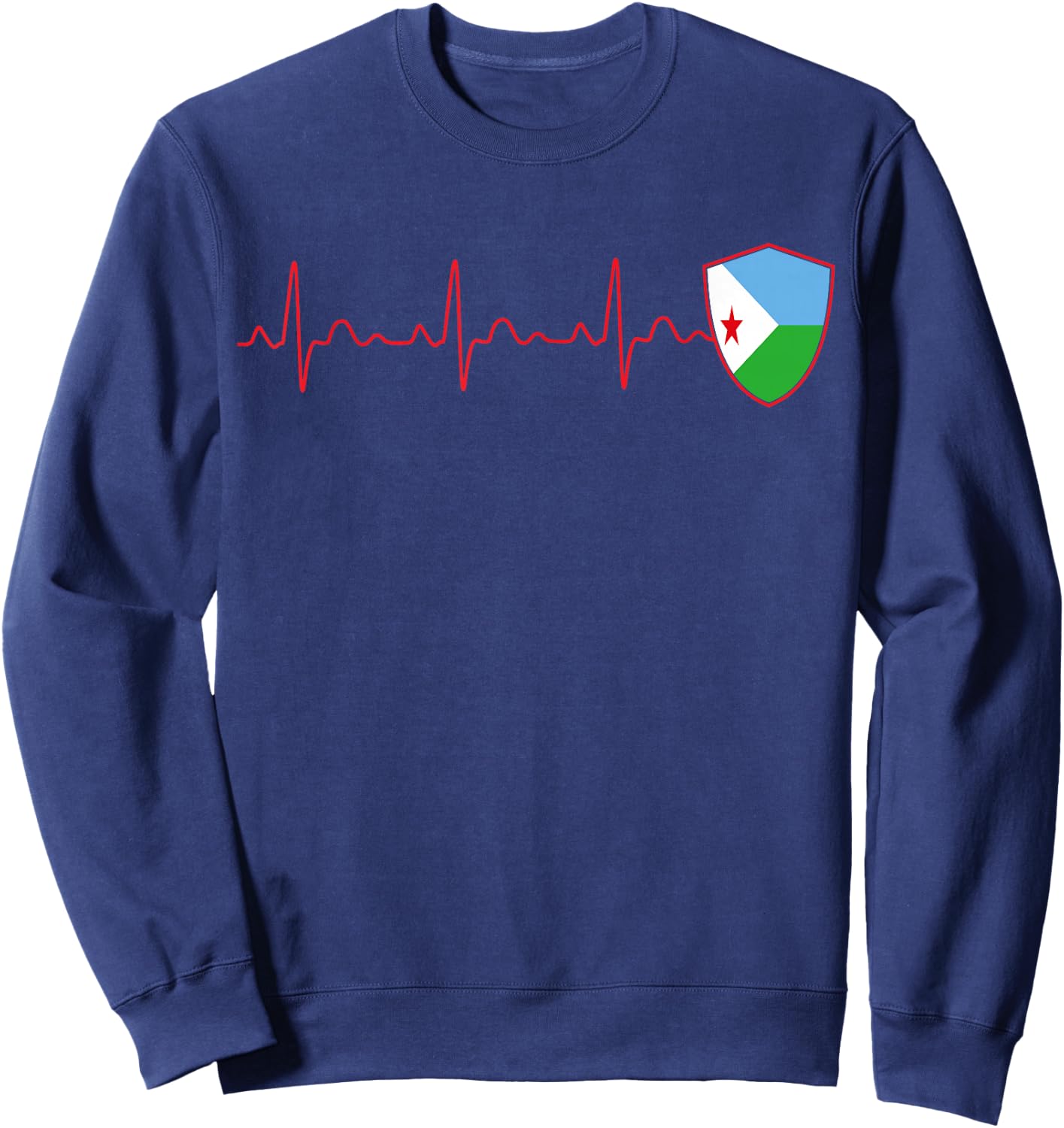 Djibouti Flag Heartbeat EKG Patriotic National Sweatshirt - Sweatshirt | Navy