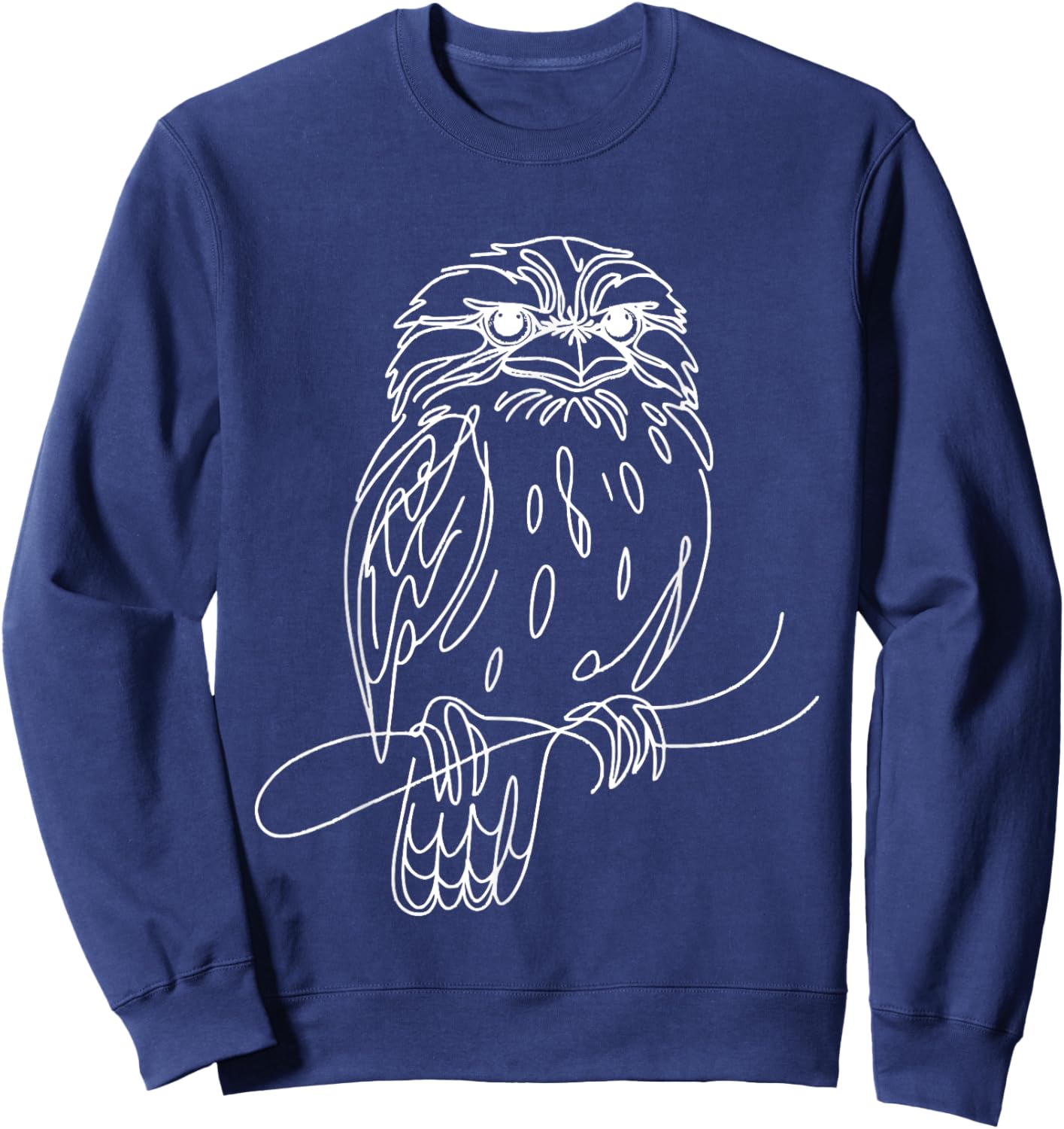 Line Art Bird & Ornithologist Tawny Frogmouth Sweatshirt - Sweatshirt | Navy