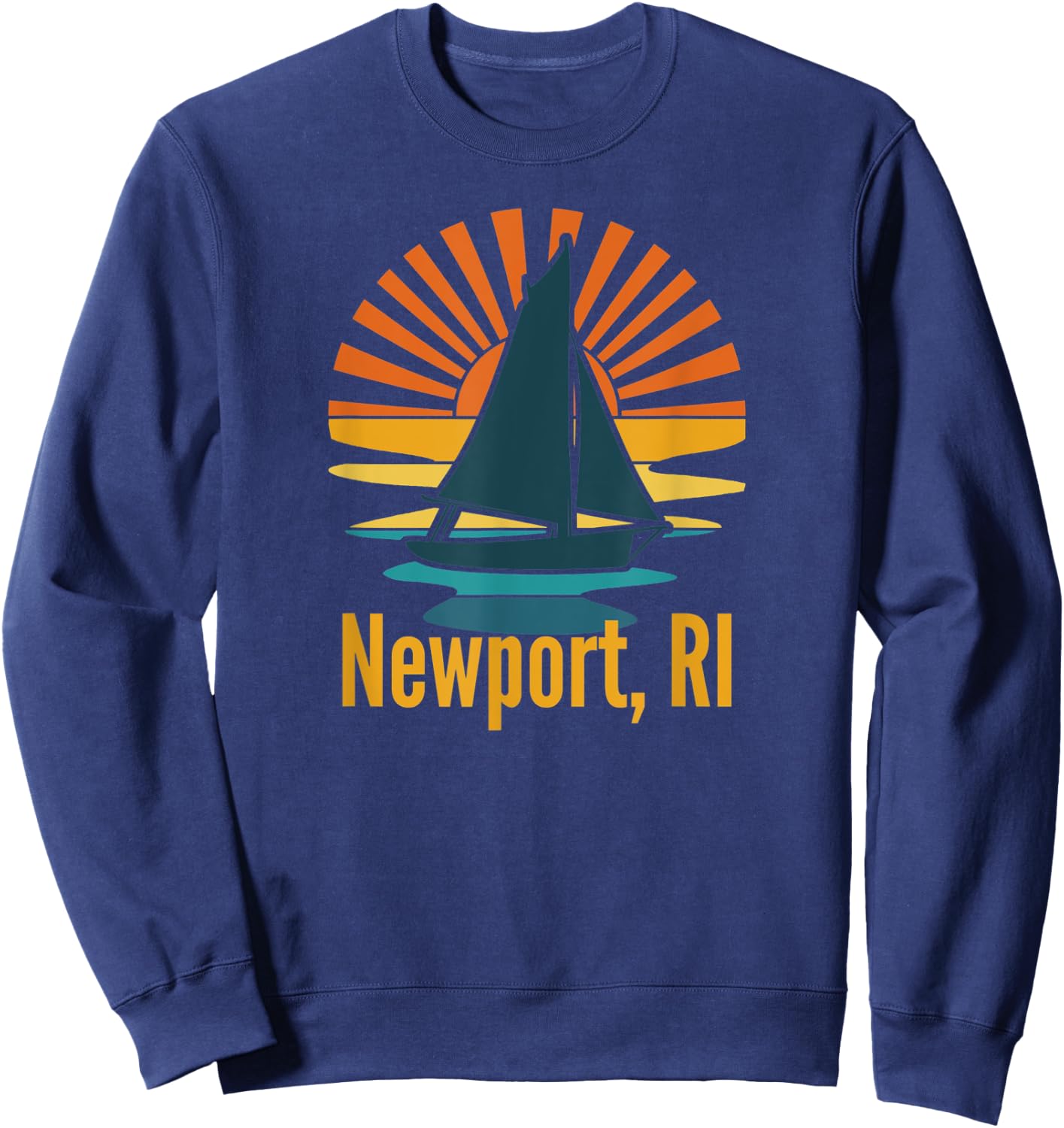Newport Rhode Island RI Vintage Sailboat Sweatshirt - Sweatshirt | Navy
