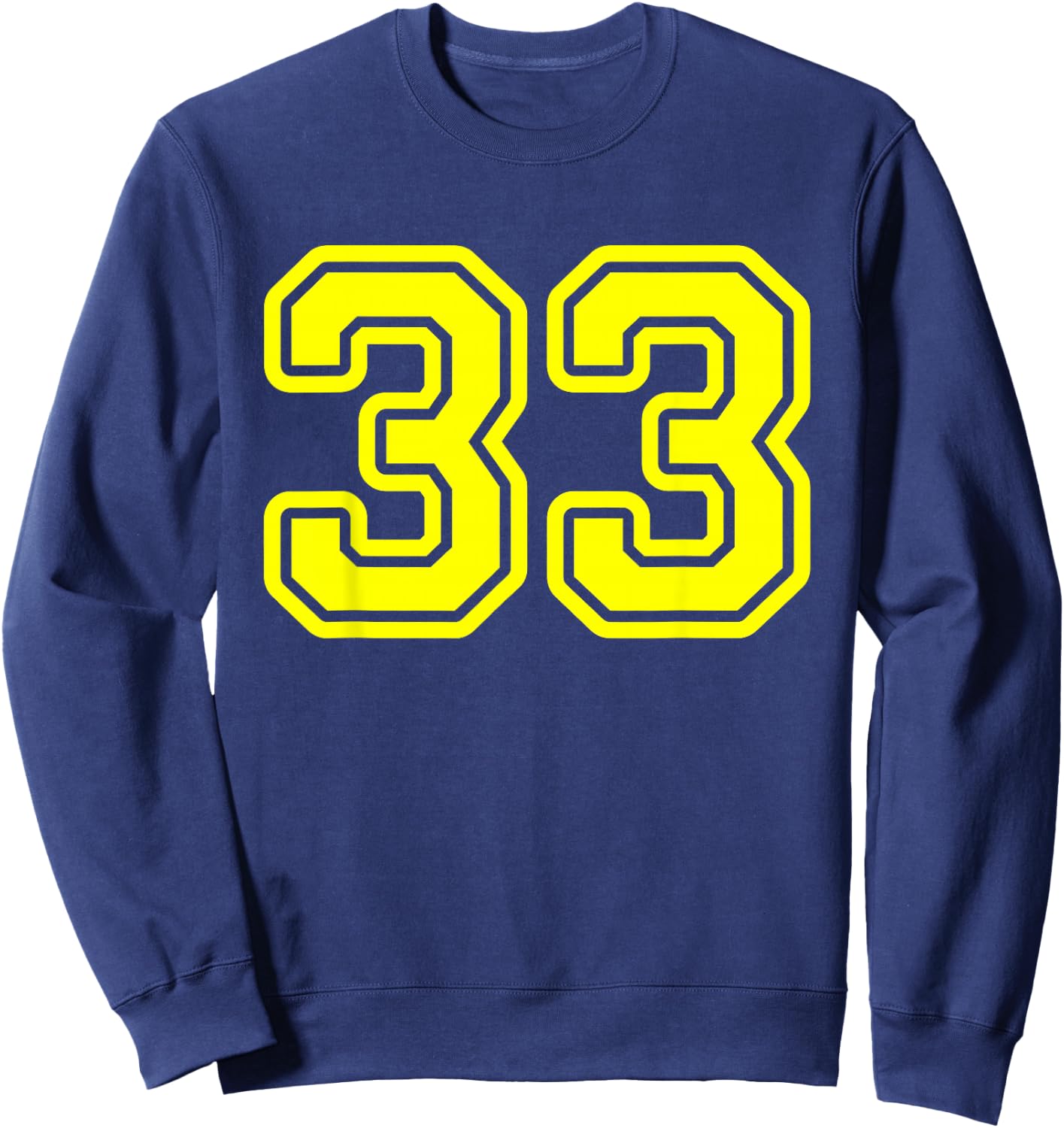Yellow Athletic Sports Team Number #33 Sweatshirt - Sweatshirt | Navy