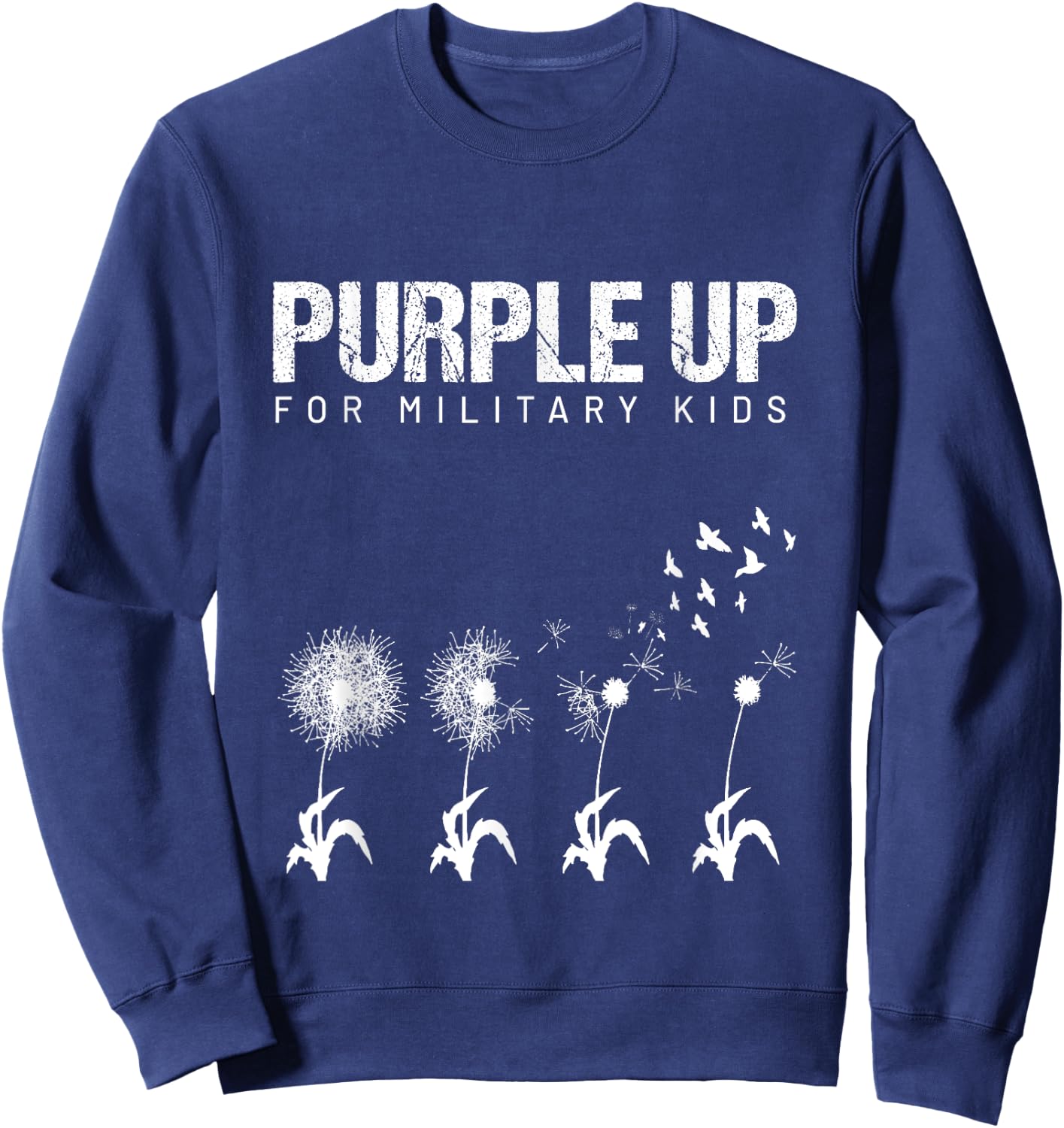 I Purple Up For Military Kids shirt Military Child Dandelion Sweatshirt - Sweatshirt | Navy