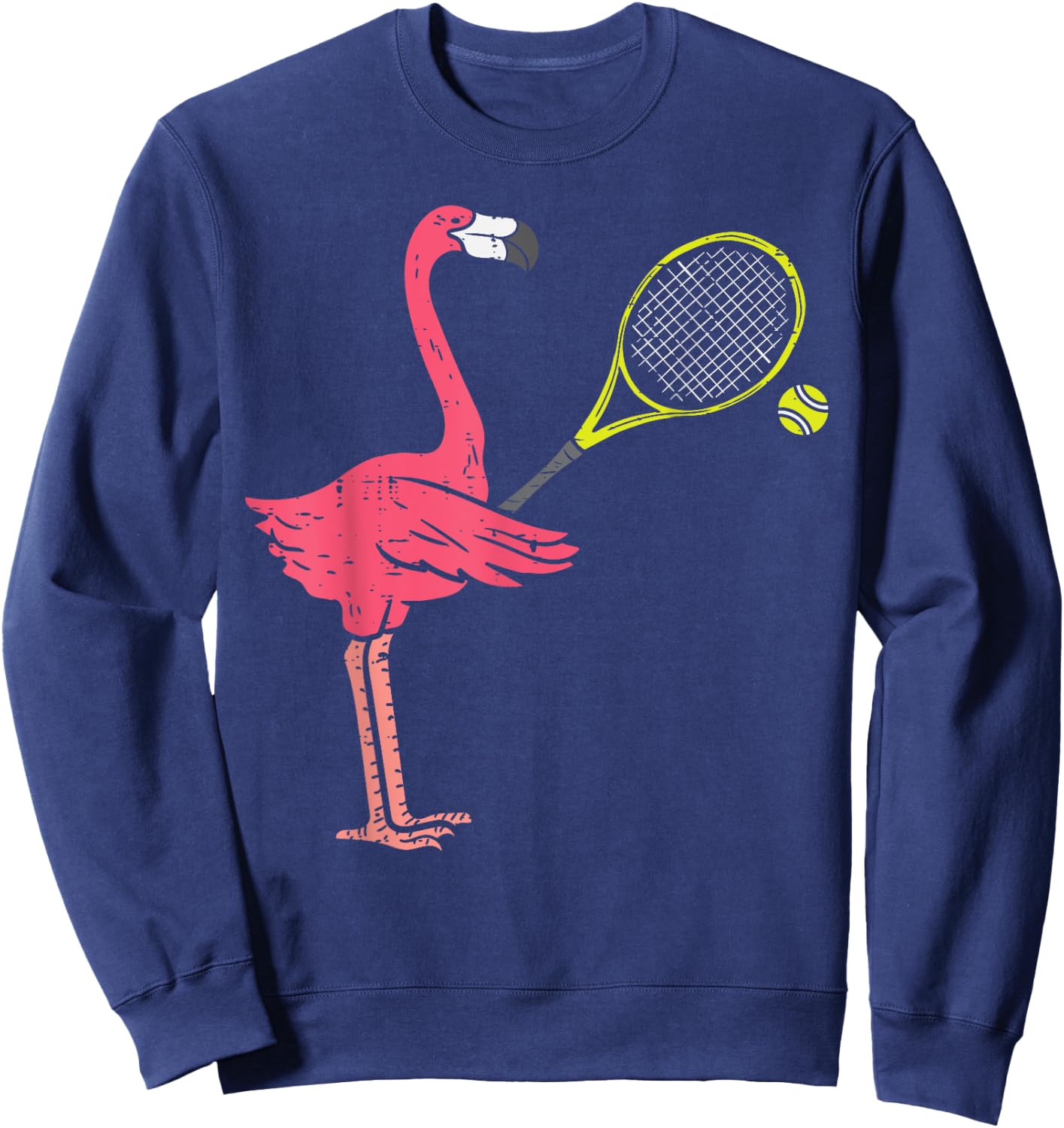 Flamingo Playing Tennis Funny Bird Player Men Women Kids Sweatshirt - Sweatshirt | Navy