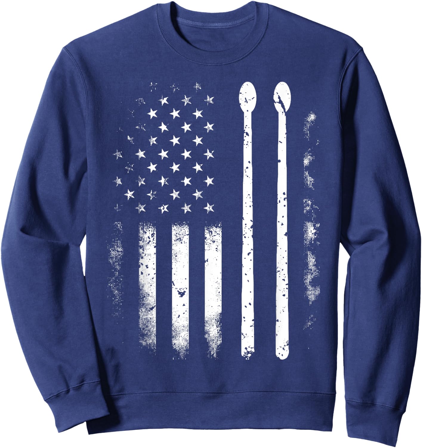 American Flag Drumsticks USA Drummers Vintage Drum Sticks Sweatshirt - Sweatshirt | Navy
