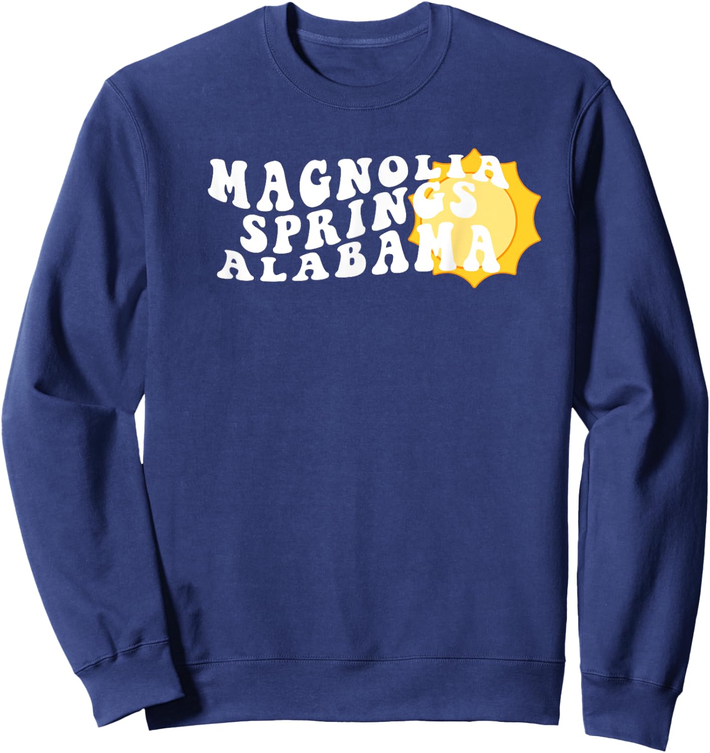 Magnolia Springs Alabama AL Retro Wavy Souvenir Vacation Sweatshirt - Sweatshirt | Navy