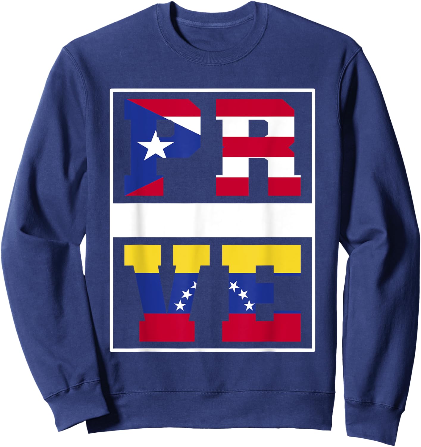 Half Boricua Venezuelan Mixed Heritage Puerto Rico Venezuela Sweatshirt - Sweatshirt | Navy