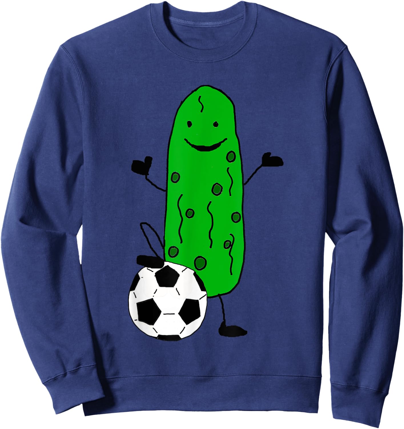 Smilealottees Funny Dill Pickle Playing Soccer Sweatshirt - Sweatshirt | Navy