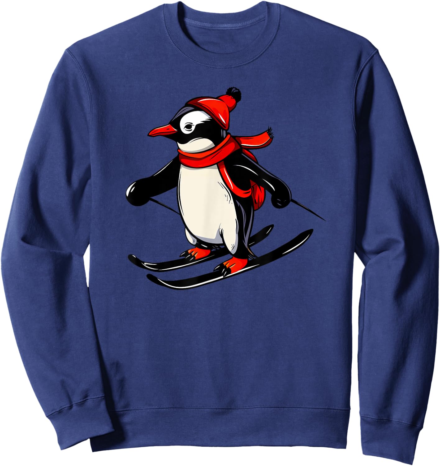 Cute Penguin Skiing - Skiing Penguin Sweatshirt - Sweatshirt | Navy