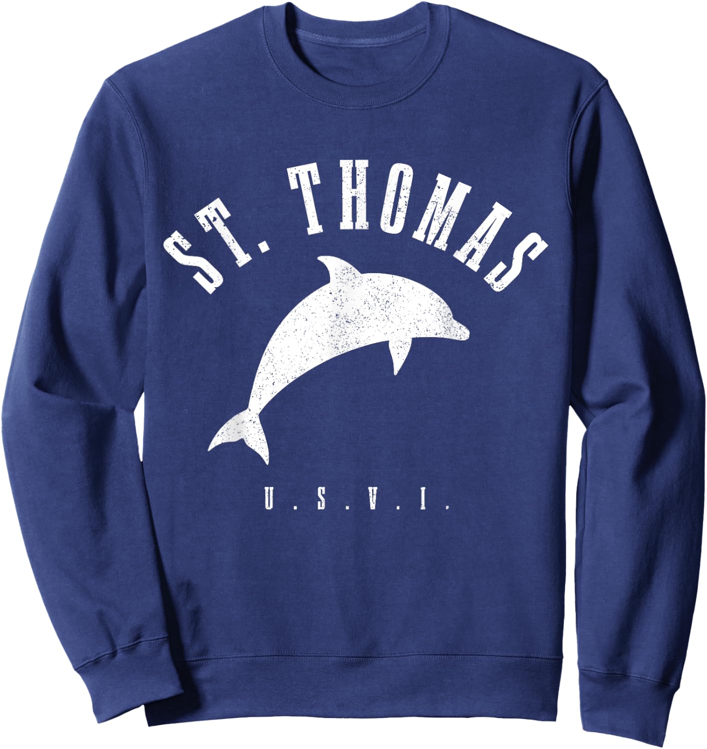 St. Thomas US Virgin Islands Dolphin Vacation USVI Vintage Sweatshirt - Sweatshirt | Navy