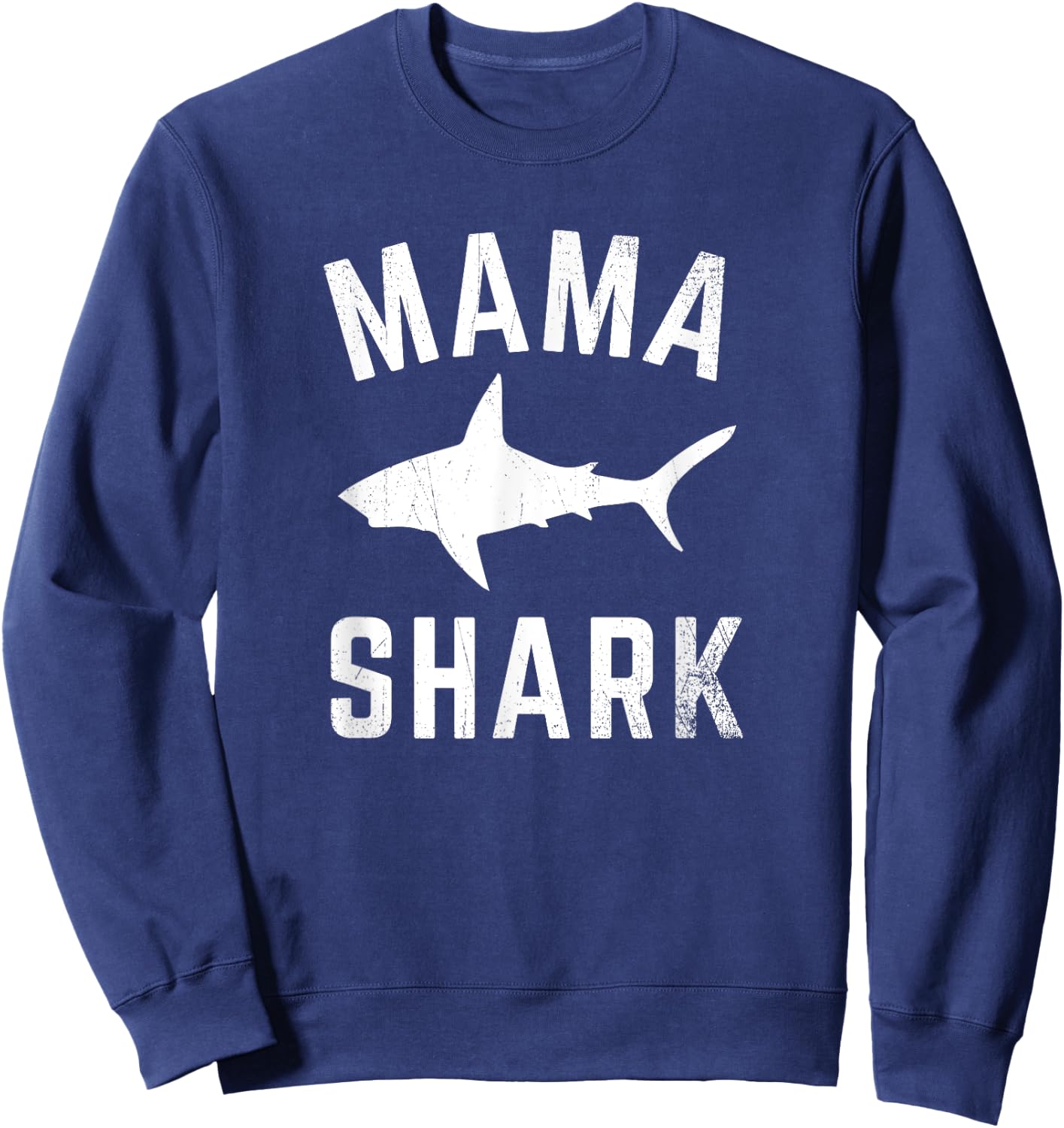 Mama Shark Family Matching Funny Shark Mommy T Shirt Sweatshirt - Sweatshirt | Navy