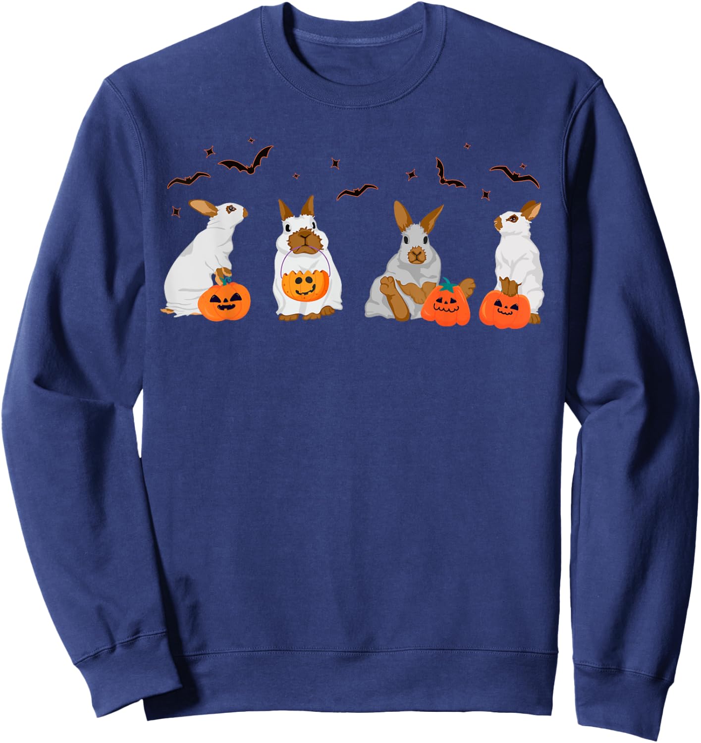 Cute Fall Ghost Bunny Rabbit Halloween Costume Spooky Season Sweatshirt - Sweatshirt | Navy