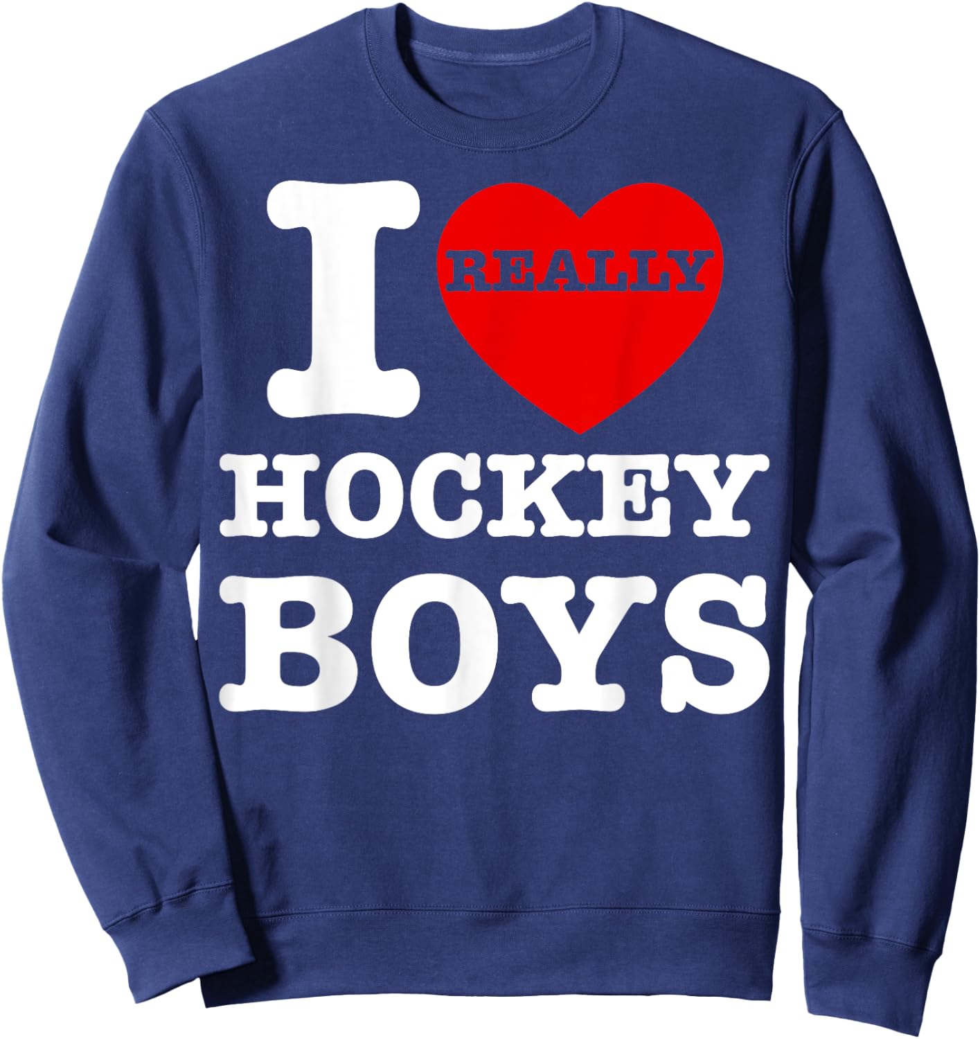 I Love Hockey Boys I Heart Hockey Boys Family Matching Funny Sweatshirt - Sweatshirt | Navy