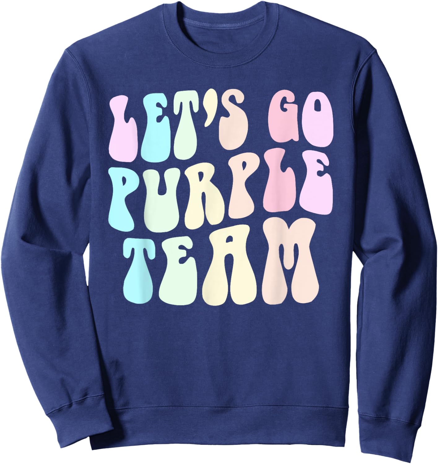 Retro LET'S GO PURPLE TEAM Summer Camp War Game Color Wavy Women Kids Sweatshirt - Sweatshirt | Navy