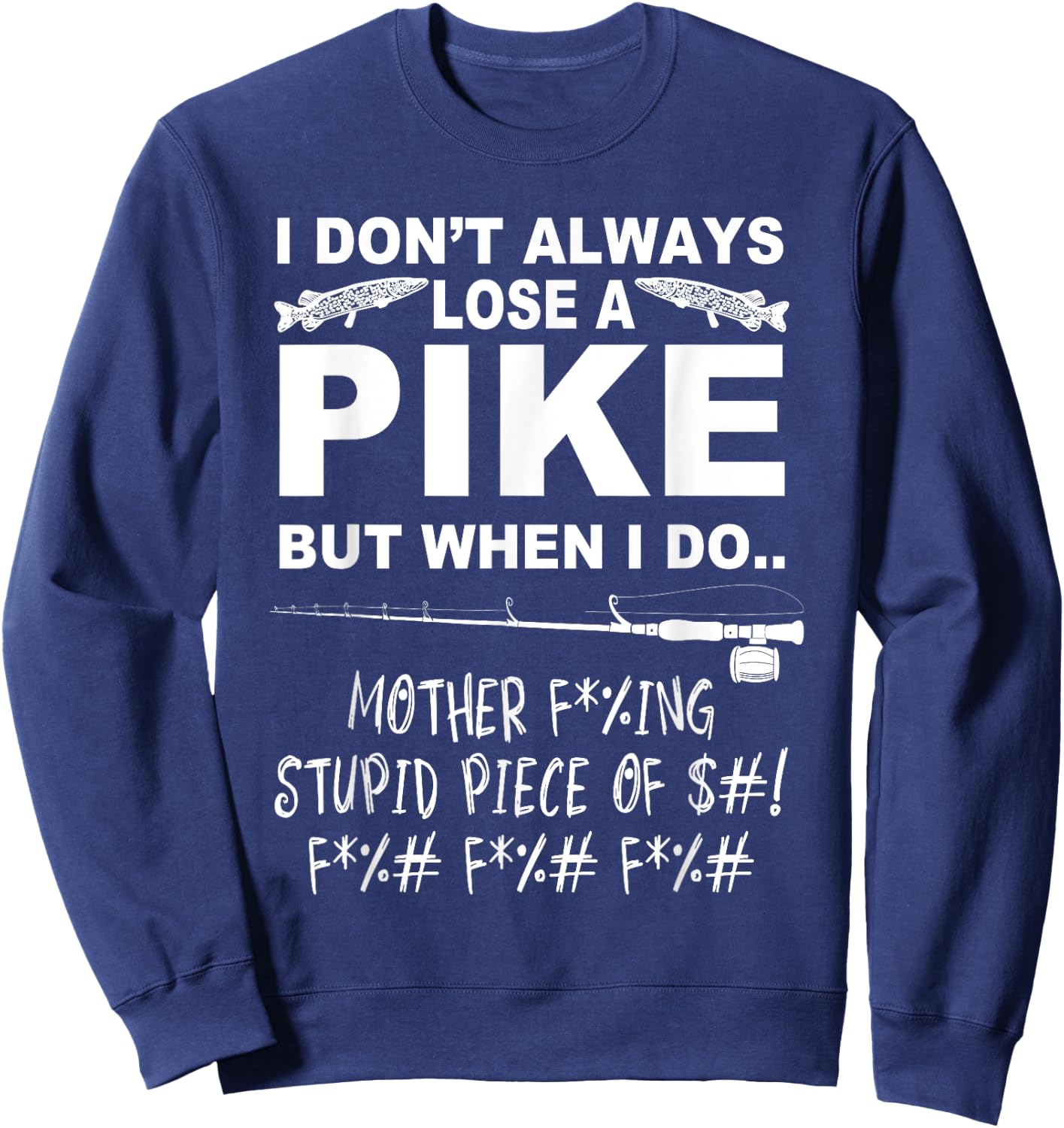 Pike Fishing - Youth Black Small Modern Northern Pike Fishing Sweatshirt - Sweatshirt | Navy