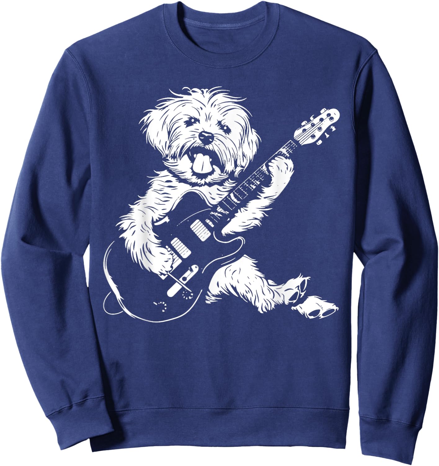 Dog Guitarist Guitar - Maltipoo Dad Mom Sweatshirt - Sweatshirt | Navy