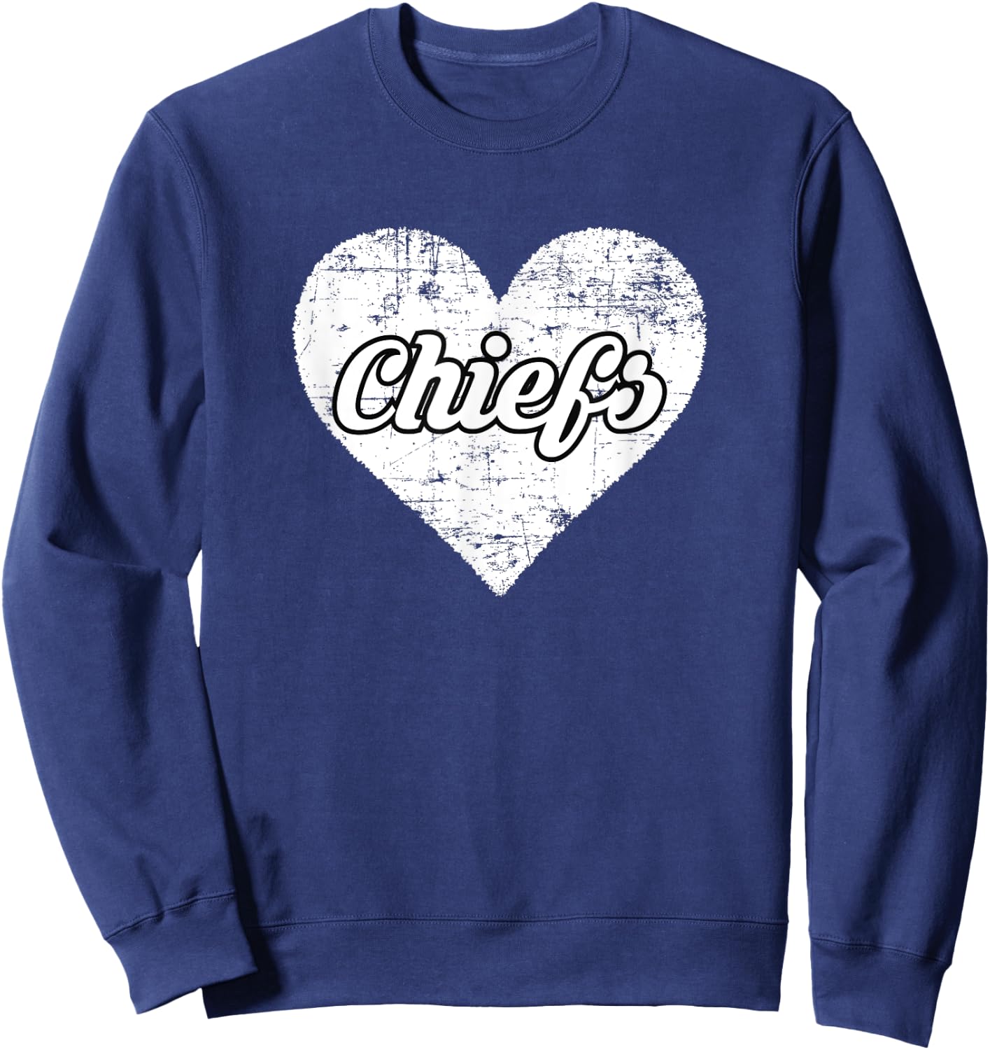 Chiefs Over Distressed Heart Huron Sweatshirt - Sweatshirt | Navy