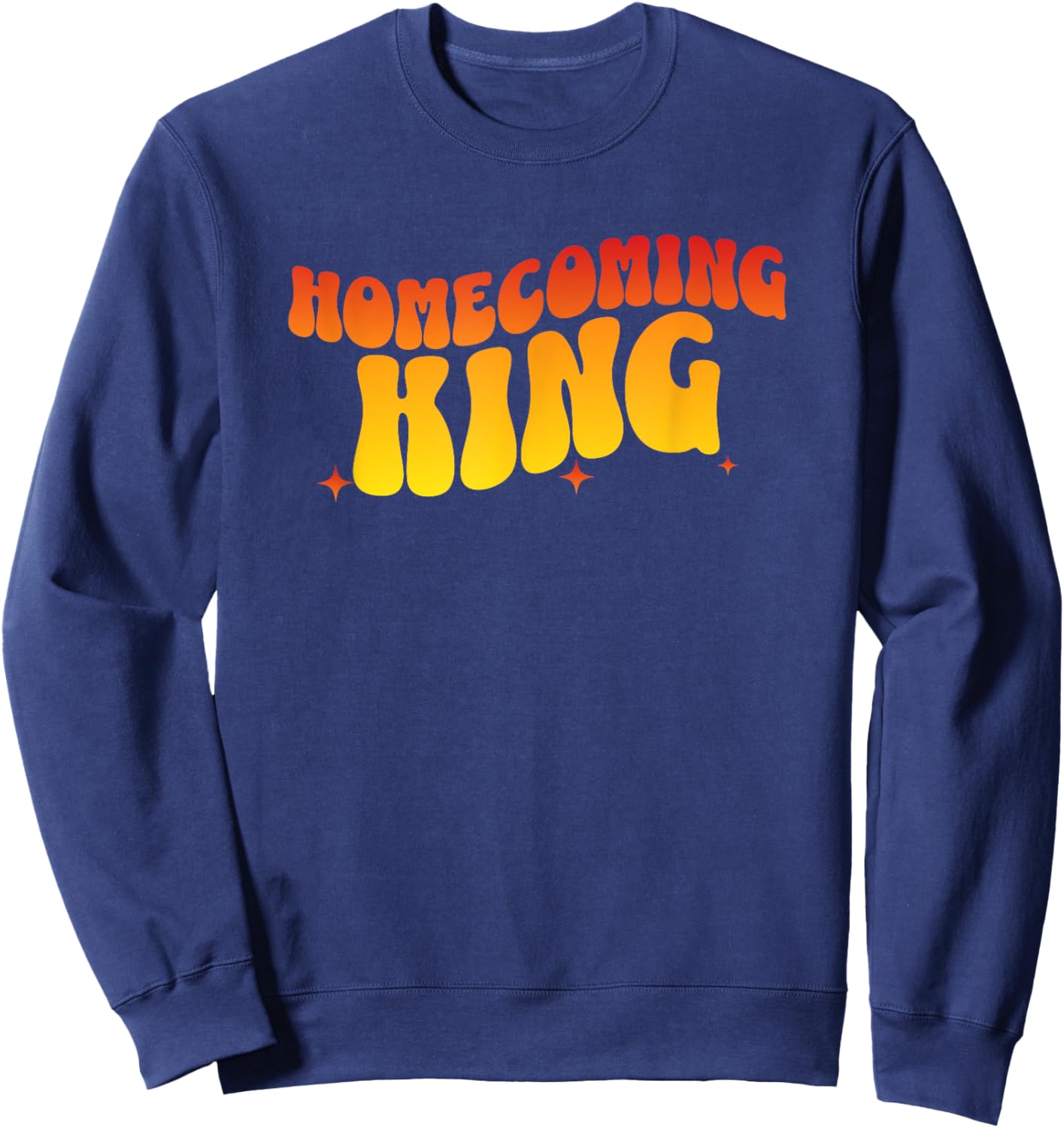 Matching Highschool Homecoming King Retro Wavy Text Sweatshirt - Sweatshirt | Navy
