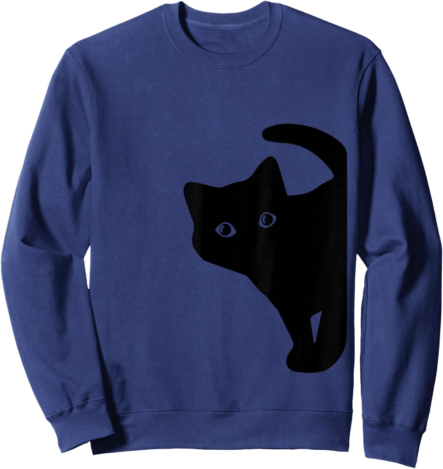 Peeking Cute Black Curious Kitten Men Women Kids Boys Girls Sweatshirt - Sweatshirt | Navy