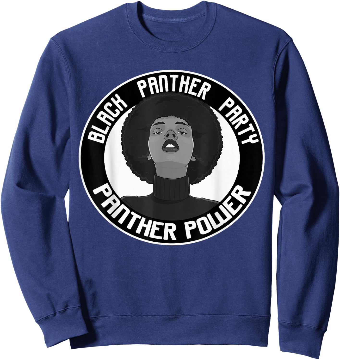 Black History Panther Party Logo Afro Hair Vintage BPP Sweatshirt - Sweatshirt | Navy