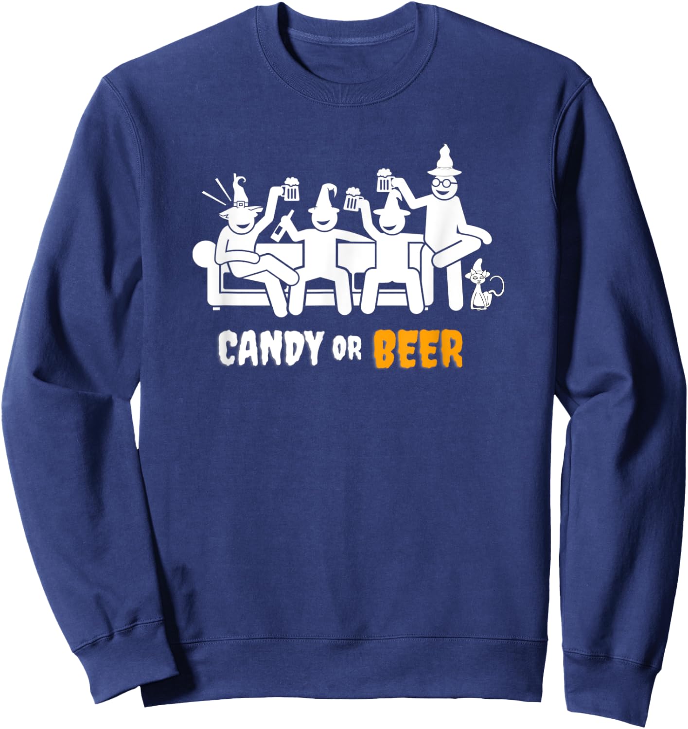 Candy or Beer Halloween Funny Design Sweatshirt - Sweatshirt | Navy