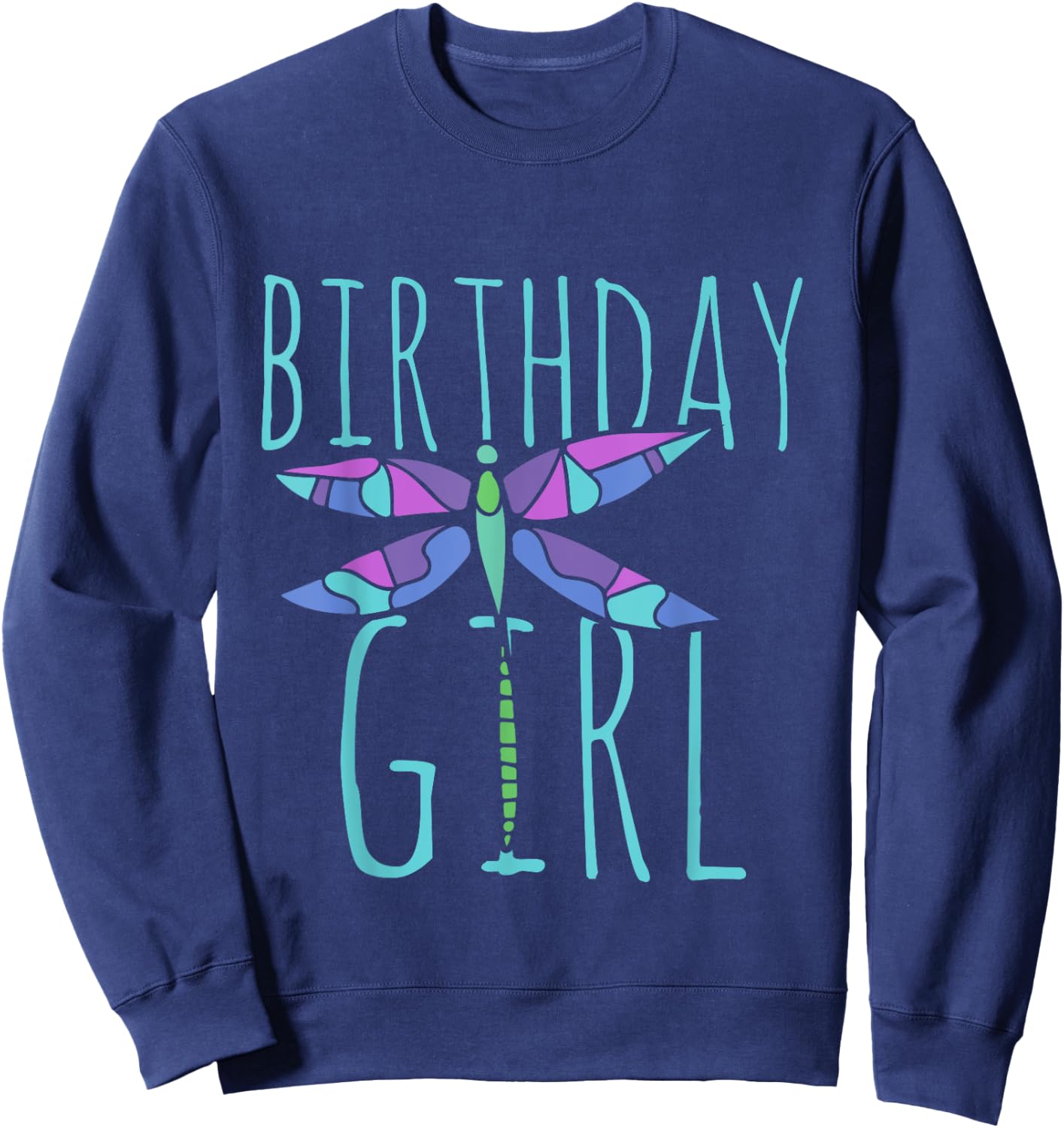 Birthday girl shirt Dragonfly birthday party shirts Sweatshirt - Sweatshirt | Navy