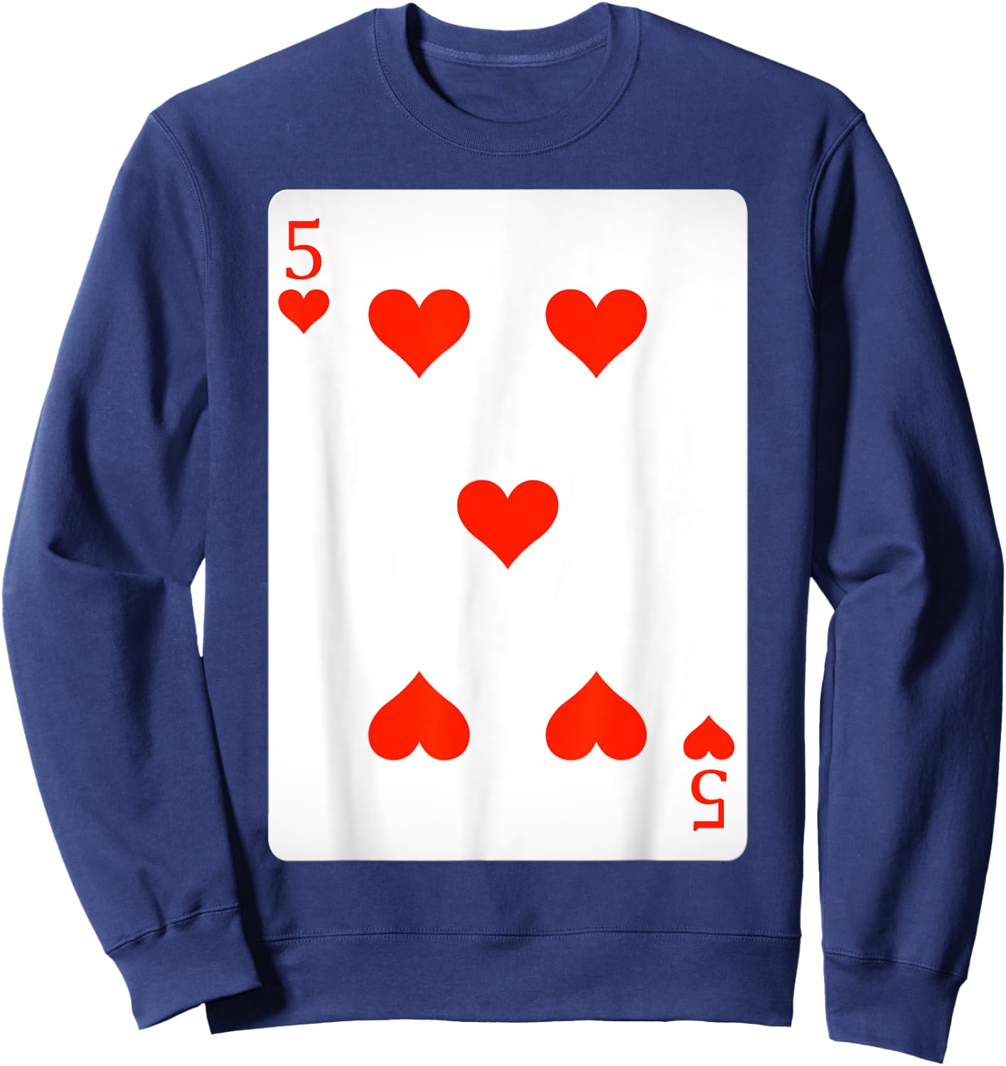 5 Five Of Hearts Playing Cards Shirt Easy Halloween Costume Sweatshirt - Sweatshirt | Navy