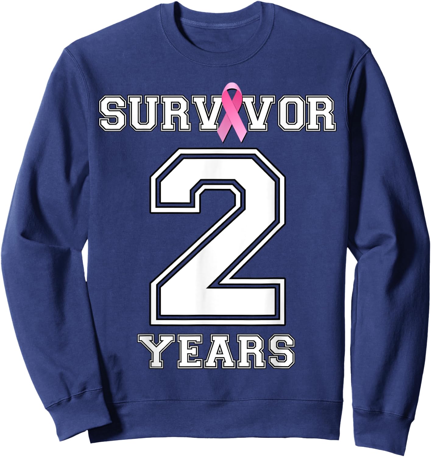 2 Years Breast Cancer Survivor Pink Ribbon Awareness ZL Sweatshirt - Sweatshirt | Navy