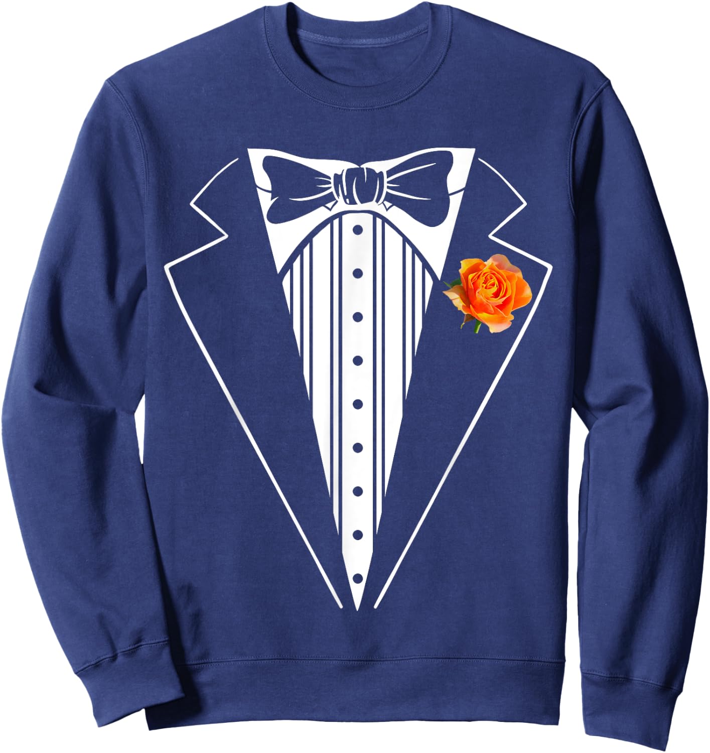 Kids Adult Orange Tuxedo, Toddler Tux Costume Youth Tux Sweatshirt - Sweatshirt | Navy