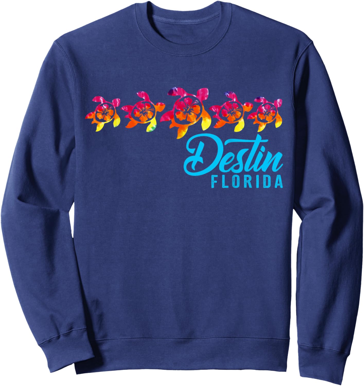Destin Florida Tie Dye Sea Turtle Matching Family Group Sweatshirt - Sweatshirt | Navy