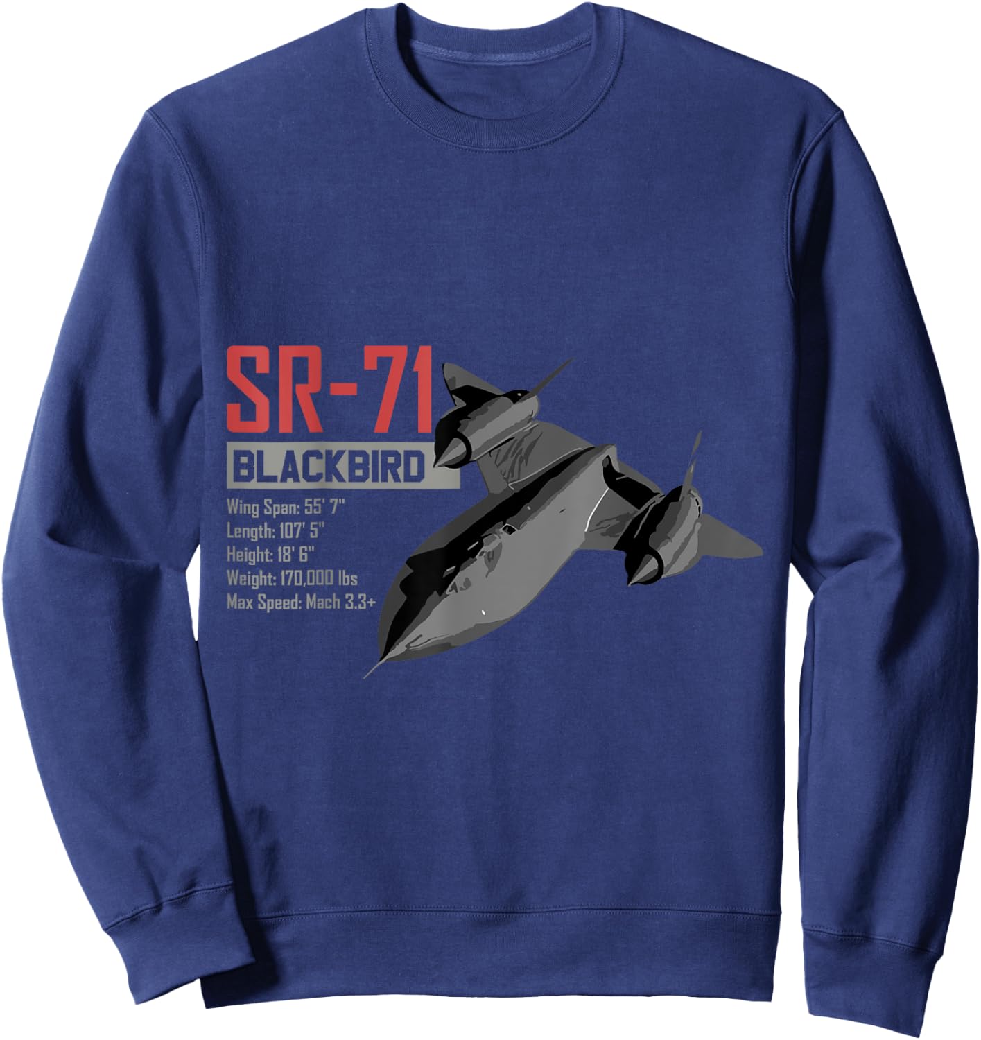 American Reconnaissance Aircraft SR71 Blackbird Sweatshirt - Sweatshirt | Navy