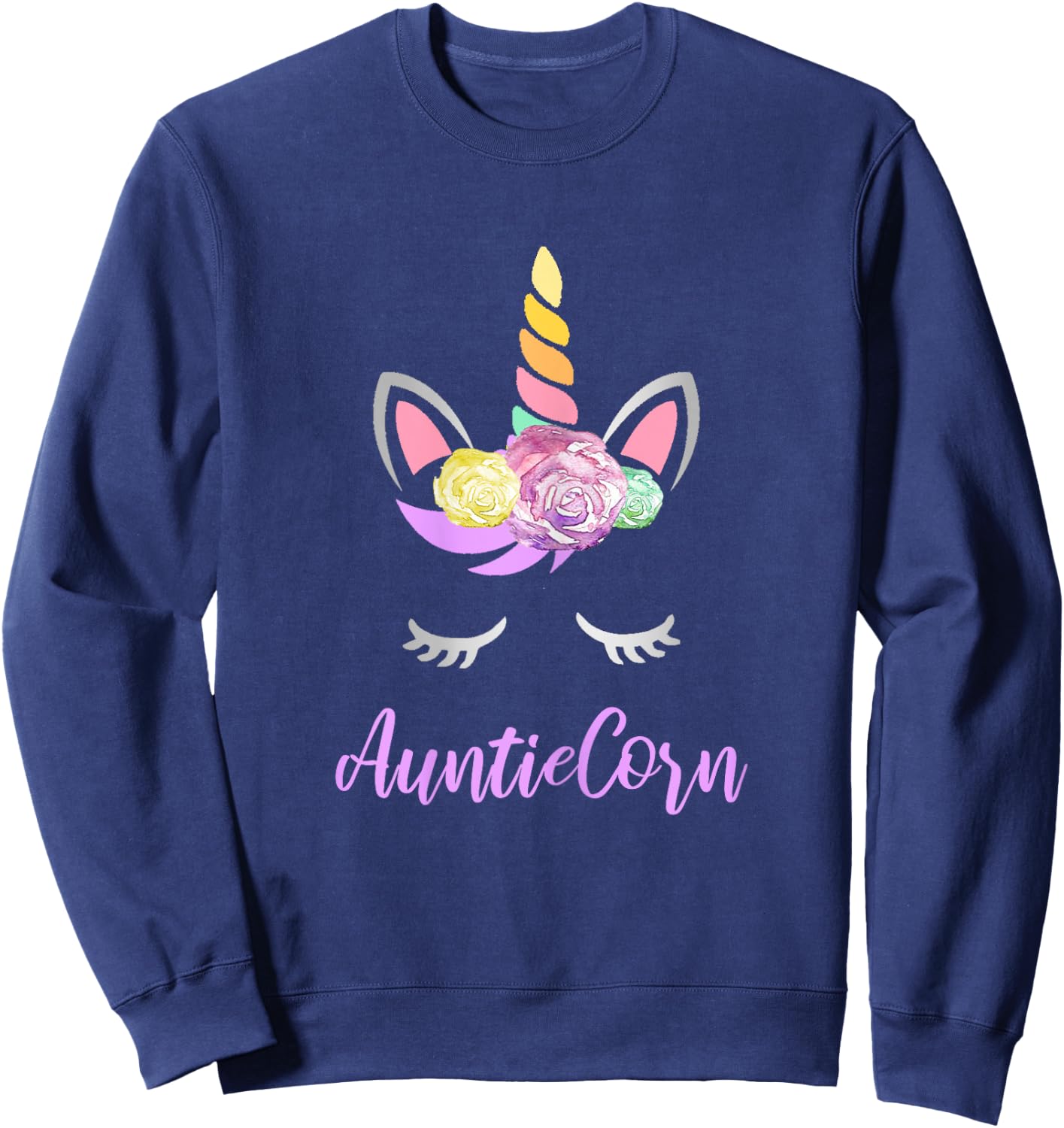 Aunticorn Unicorn Aunt of the Birthday Girl Unicorn Sweatshirt - Sweatshirt | Navy