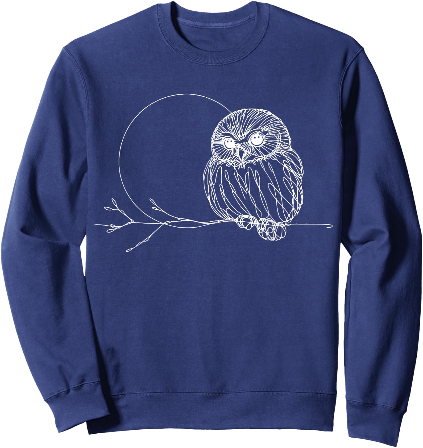 Line Art Bird & Ornithologist Northern Pygmy-Owl Sweatshirt - Sweatshirt | Navy