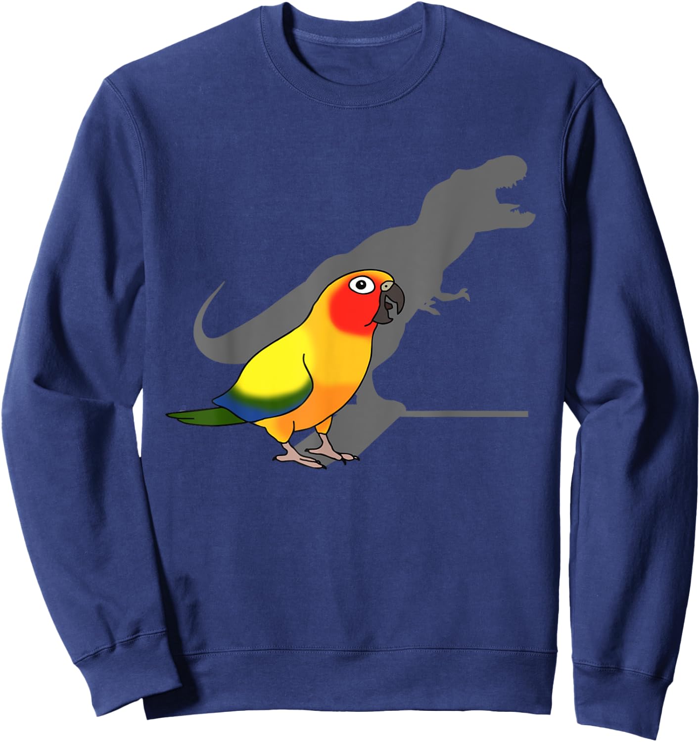 Cute Screaming Parrot, Birb Memes, Funny T-Rex Sun Conure Sweatshirt - Sweatshirt | Navy