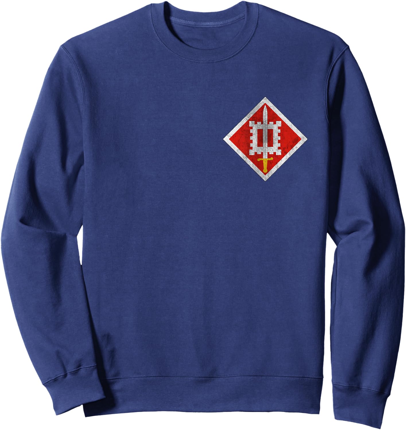18th Engineer Brigade Distressed Logo Military Veteran Xmas Sweatshirt - Sweatshirt | Navy