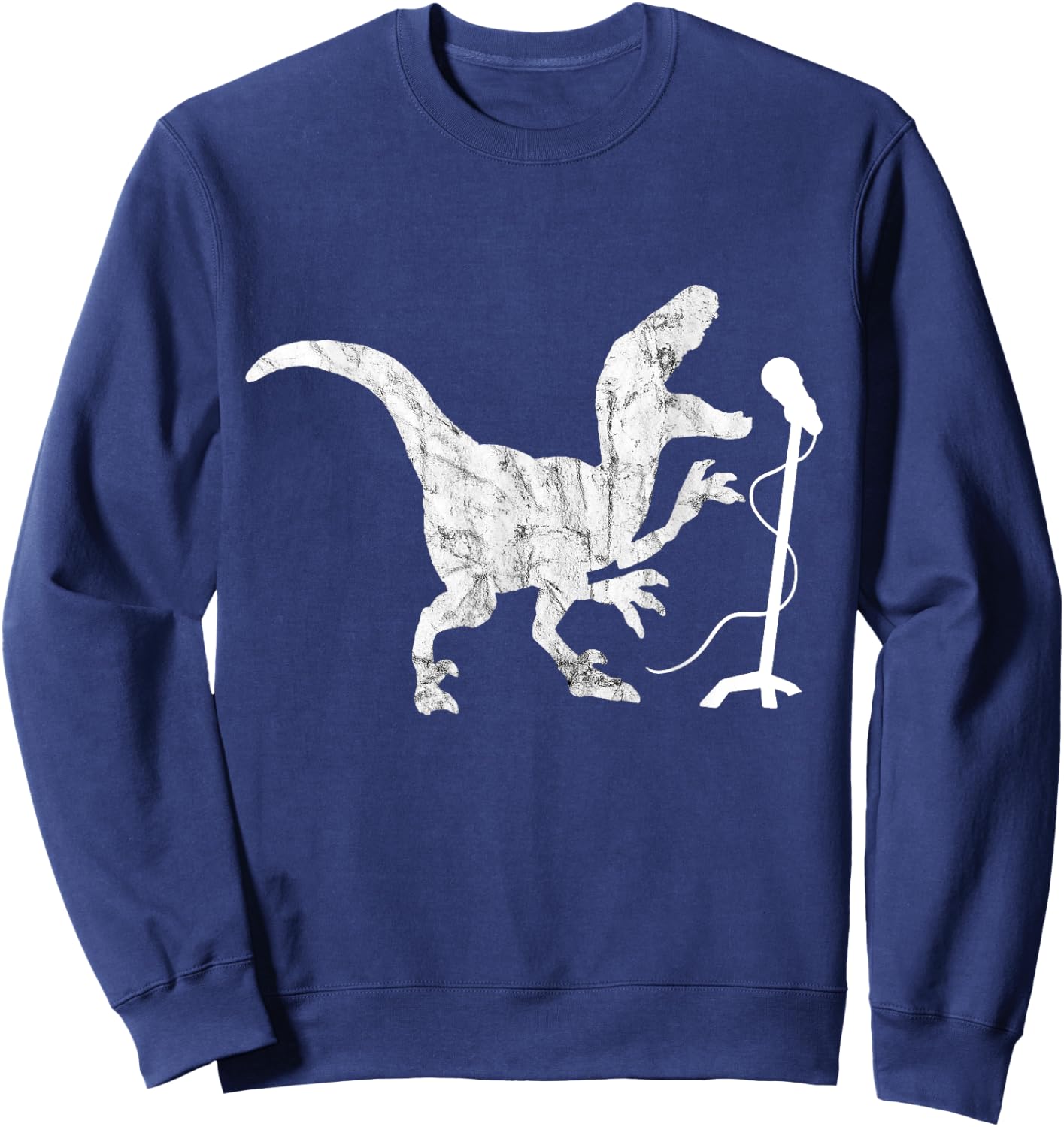 Karaoke Vintage Dino Karaoke Singer Singing Music Microphone Sweatshirt - Sweatshirt | Navy