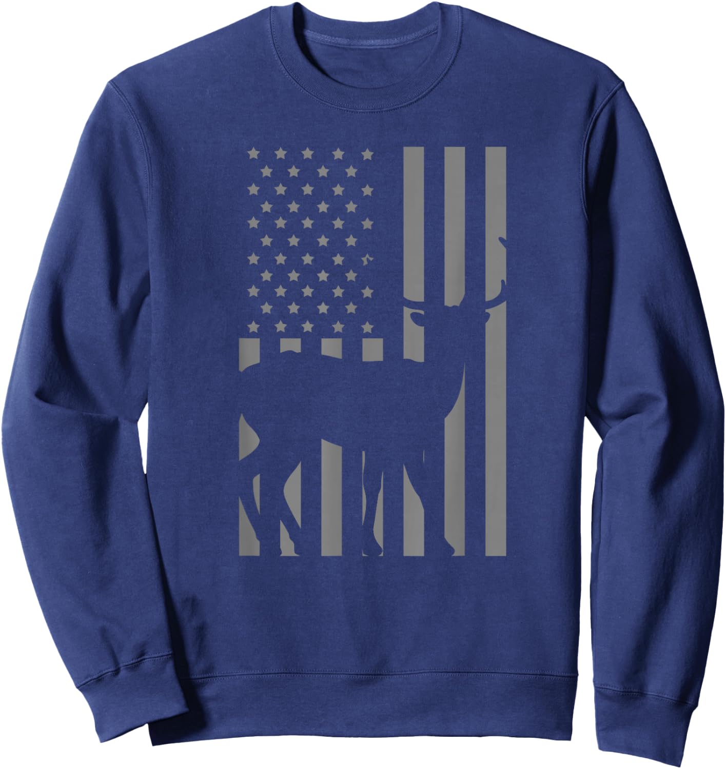 Deer American Flag Grey Retro Hunting Avocation Hunter Gift Sweatshirt - Sweatshirt | Navy