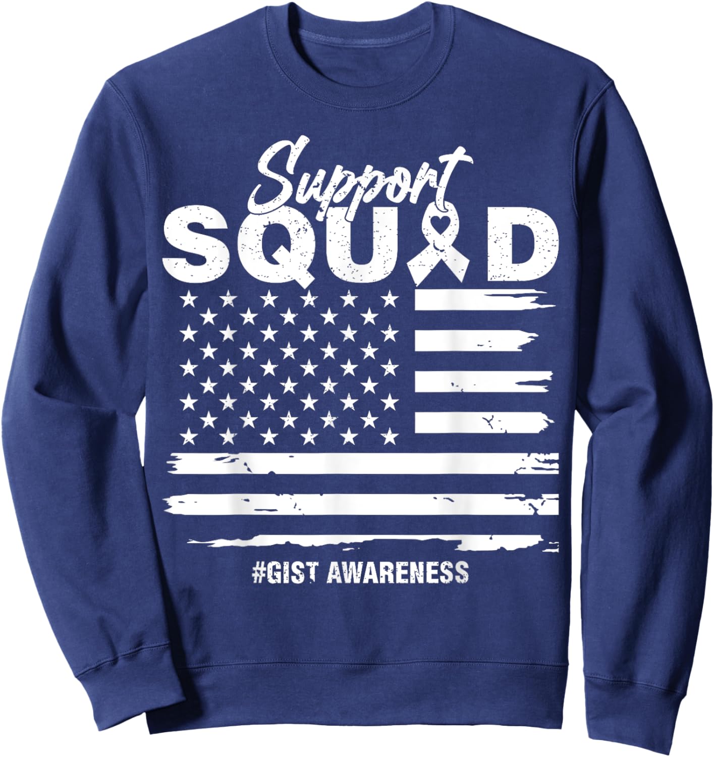 USA Flag Purple Ribbon Support GIST Awareness Squad Men Sweatshirt - Sweatshirt | Navy