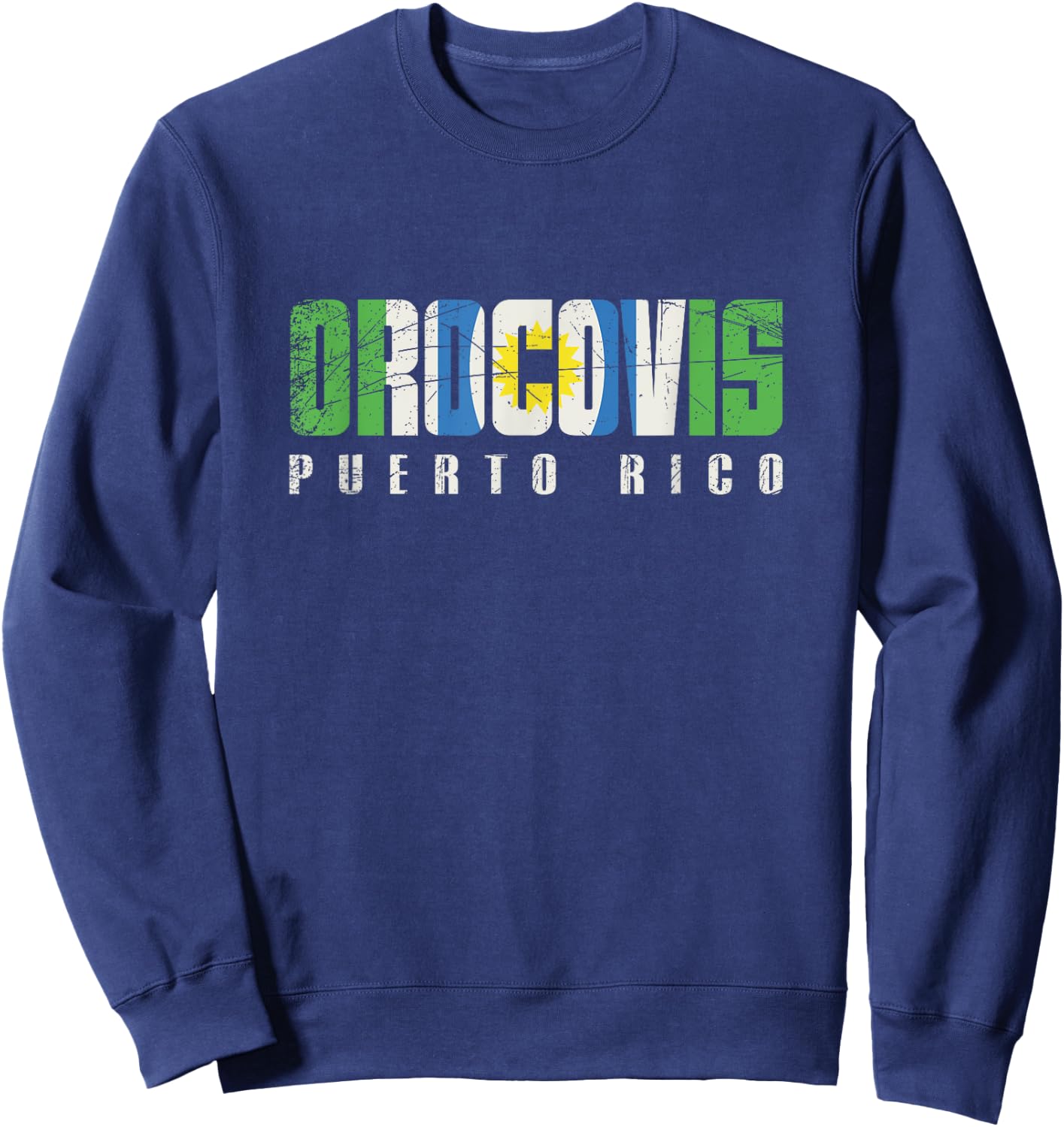 Orocovis City in Puerto Rico, Orocovis Flag Sweatshirt - Sweatshirt | Navy