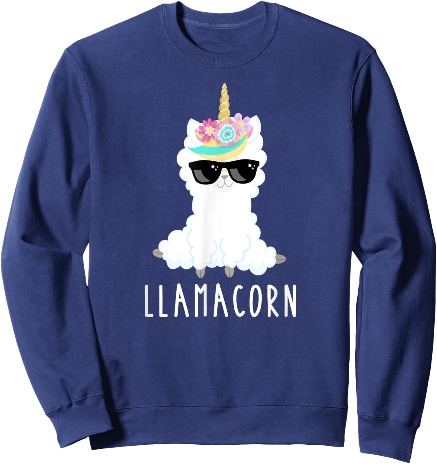 Llamacorn Shirt Girls Llama Unicorn Funny Kids Gift Sweatshirt - Sweatshirt | Navy