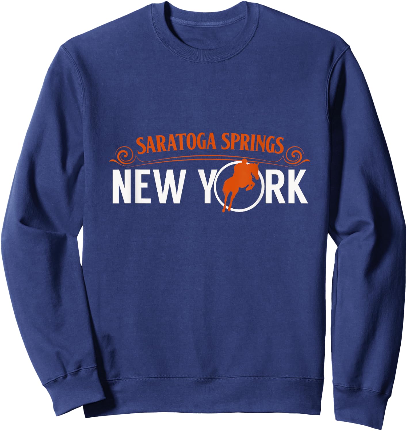Saratoga Springs New York Horse Racing Jockey Sweatshirt - Sweatshirt | Navy