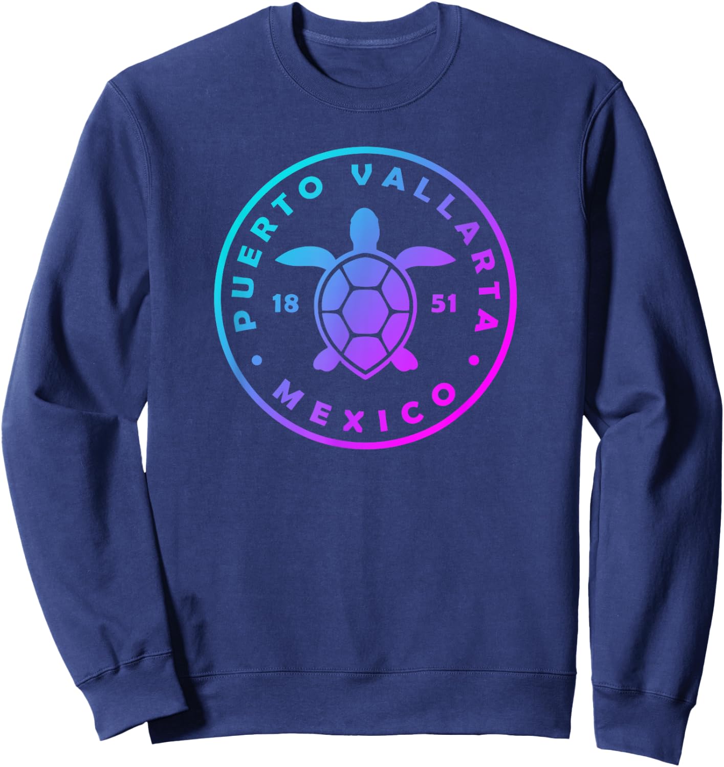 Puerto Vallarta Mexico Sea Turtle Colorful Vacation Souvenir Sweatshirt - Sweatshirt | Navy