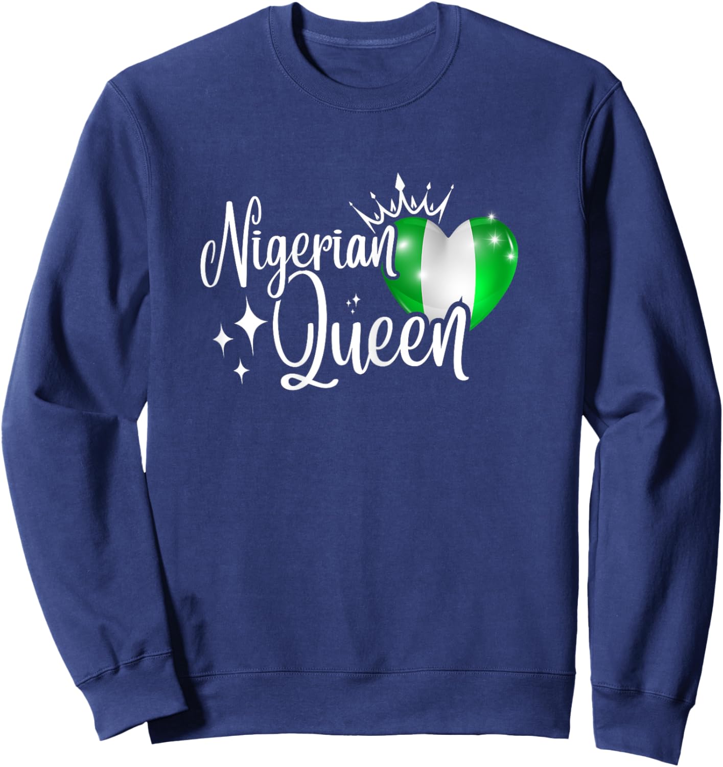 Nigerian Queen I Heart Nigeria Flag Sweatshirt - Sweatshirt | Navy