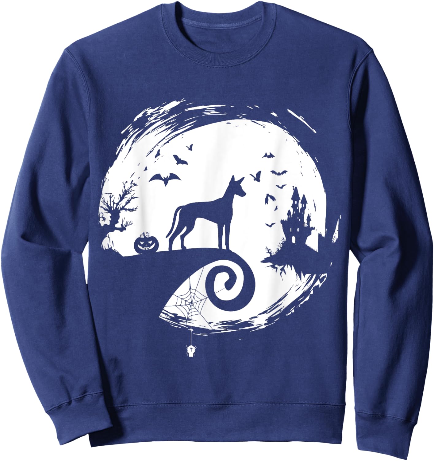Xolo Halloween Costume Xoloitzcuintli Moon Silhouette Sweatshirt - Sweatshirt | Navy