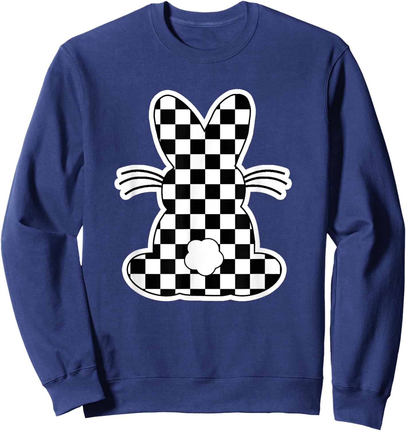 Checkerboard Easter Bunny Tween Boys Girls Teens Retro Sweatshirt - Sweatshirt | Navy