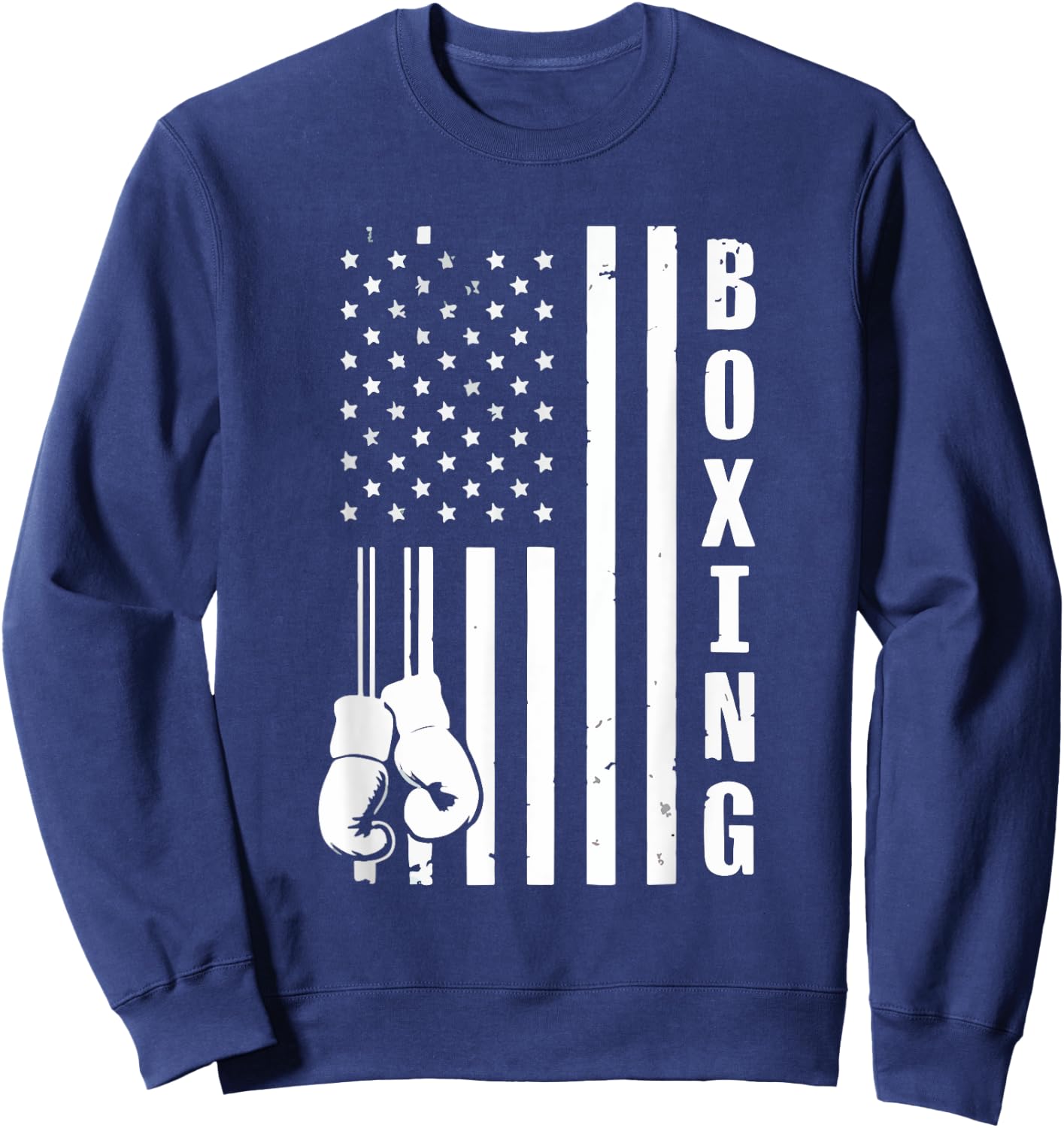 USA American Flag Vintage Boxing Boxer Boxing Lover MMA Women Men Sweatshirt - Sweatshirt | Navy