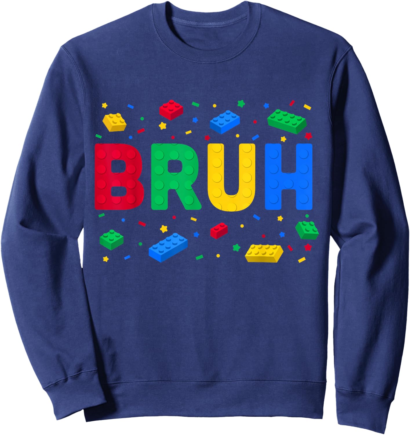 Funny Bruh Brick Builder Boys Kids Toddler Building Block Sweatshirt - Sweatshirt | Navy