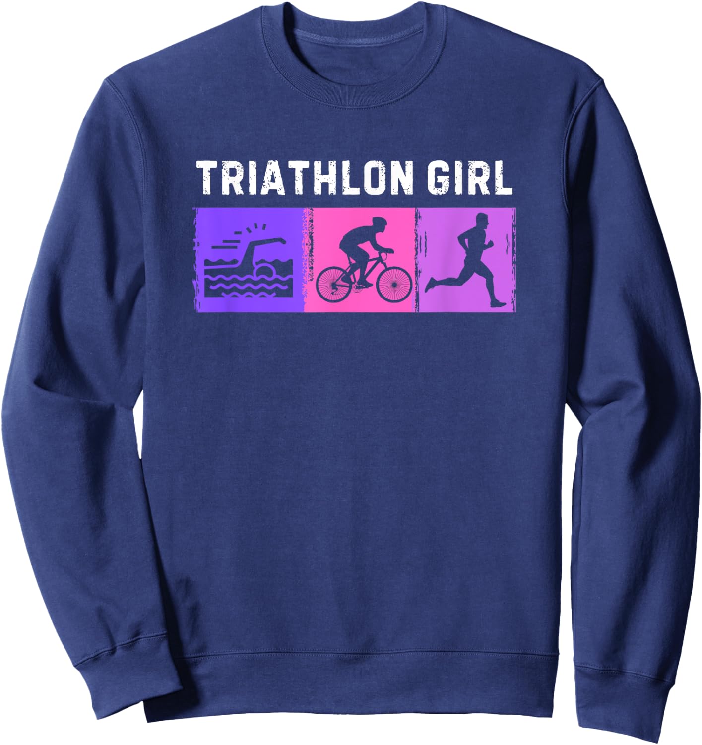 Triathlon Art For Girls Kids Triathlete Sport Triathlon Sweatshirt - Sweatshirt | Navy