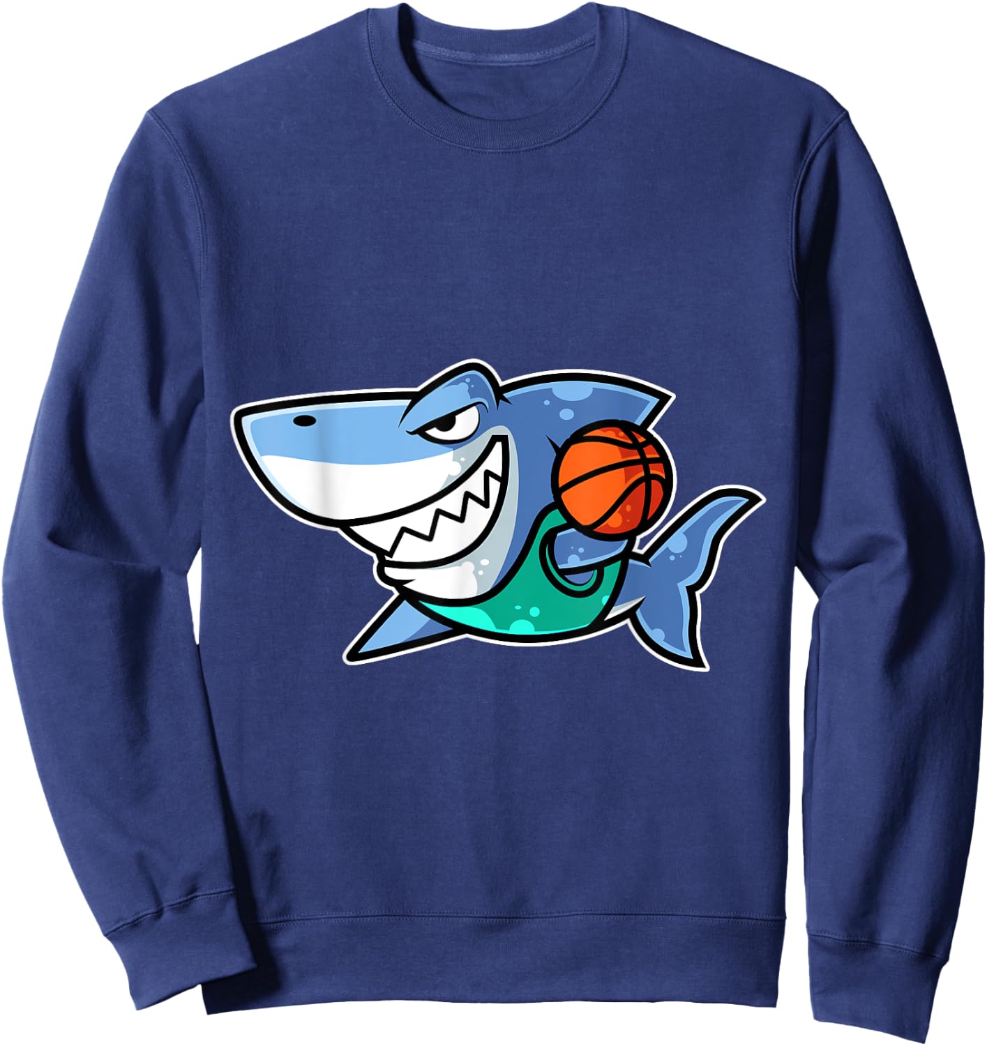 Shark Basketball Game Day Funny Team Sports B-ball Sweatshirt - Sweatshirt | Navy